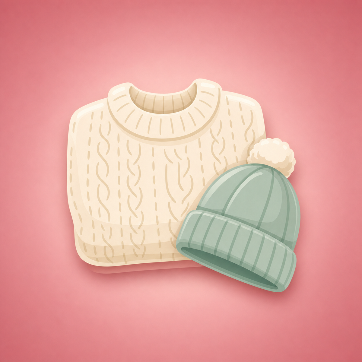 Apparel collection - cozy sweater and beanie illustration
